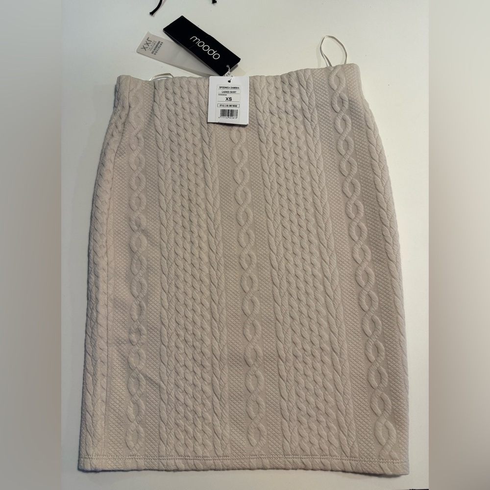 Moodo Light Beige Textured Knit Skirt Size XS
